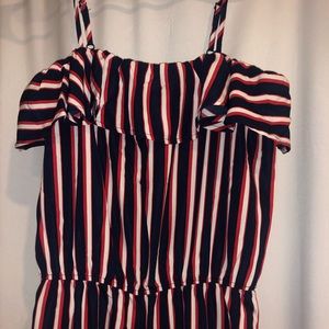 Red white and blue striped jumpsuit
